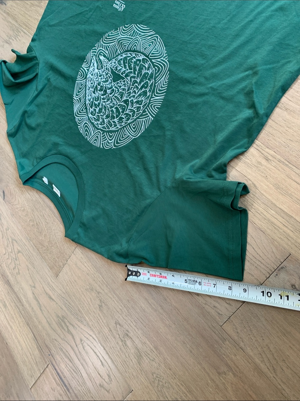 Men's Forest Green Graphic Tee with Circular Pangolin Print Size XXL - Picture 7 of 8
